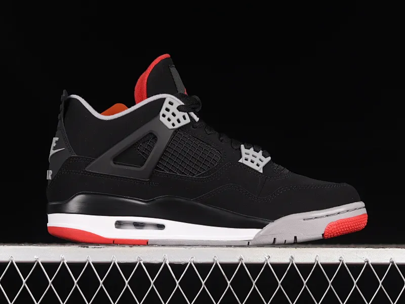 All categories Air Jordan Jordan series basketball shoes Air Jordan 4 LJR version Air Jordan 4 Retro "Bred" AJ4 Jordan 4 first year re-engraved new black and red 308497-060
